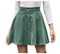 Damen Rock Winter Cord, Plissee Rock Kurz Cord Mini Rock High Waist Minirock A Linie Kurz Rock Einfarbig Bleistift Figurbetont Kurzer Herbstrock Casual Wickelrock,Winterrock,Freizeitrock