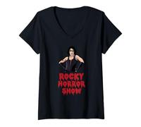 Damen Rocky Horror Show Dr. Frank N Furter Logo Pose T-Shirt mit V-Ausschnitt