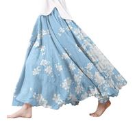 Damen Röcke Lang,Elegant Strandrock Bunt Blumendruck Schickes Plisseerock Vintage A-Line Swing Freizeitrock Leicht Und Luftig Knielang Midirock Komfortabler Stretch Sommerrock 2024