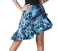 Damen Röcke Salsa-Tango-Ballsaal-Rock Irregulär Bodycon Rock mit Kordelzug Latin Dance Flamenco-Kostüm Tanzkleidung Rüschen-Swing Rockabilly Tanzrock BlauBaowenDanyu