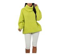 Damen Rollkragen High Polo Strickpullover Rollkragen Mini Pullover Kleid Damen Fluoreszierende Neon Tunika Pullover Winter Mode Abendkleid, lindgrün, 38-40
