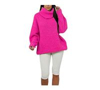 Damen Rollkragen High Polo Strickpullover Rollkragen Mini Pullover Kleid Damen Fluoreszierende Neon Tunika Pullover Winter Mode Abendkleid, hot pink, 34-36