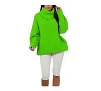Damen Rollkragen High Polo Strickpullover Rollkragen Mini Pullover Kleid Damen Fluoreszierende Neon Tunika Pullover Winter Mode Abendkleid, neon green, 42-44