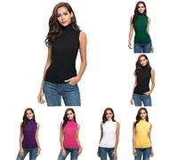 Damen Rollkragenpullover - Ärmelloses Shirt Weich Stretch Rollkragenshirts Dünnes Unterziehshirt Einfarbig Tank Top Rollkragen Weste