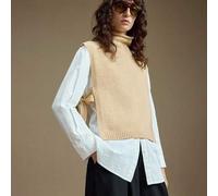 Damen-Rollkragenpullover aus weichem Strickmischgewebe mit seitlichem Bindeband, vielseitig für alle Jahreszeiten, modisch und bequem für Freizeit, Bu