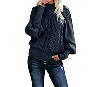 Damen Rollkragenpullover, Damen Pullover Rollkragen Langarm Strickpullover Lässiges Stricken Pulli Grobstrickpullover Dünne Sweater Für Herbst Und Winter Pullover Damen Lang