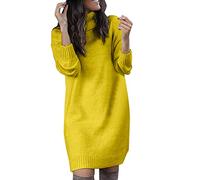 Damen Rollkragenpullover Grau, Herbstkleid Longpullover Herbst/Winter Lange Rollkragen Blusenkleid Sweatshirtkleid Langärmliges Weiß Rollkragenpullover Langarm Kleid Lang Große Größen Pulloverkleid