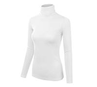 Damen Rollkragenpullover, langärmelig, gerippt, gestrickt, lässig, Stretch-Top, Baumwolle, schmale Passform, Rollkragen, grüner Pullover, Weißer Rollkragenpullover für Damen, Groß