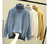 Damen Rollkragenpullover,Mohair Solid Pullover Pullover, Super Weiche Warme Plüschpullover, Lockere Elegante Dicke Lange Ärmel Tops, Weiß, XL