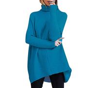 Damen Rollkragenpullover, Pullover Damen Winter Langarm Strickpullover Lässiges Stricken Pulli Grobstrickpullover Basic Baumwoll Rolli Pullover Damen Langa Longpullover Für Damen