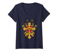 Damen Romeo + Juliet Capulet Coat of Arms Crest 30th Anniversary T-Shirt mit V-Ausschnitt