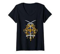 Damen Romeo + Juliet Montague Coat of Arms Crest 30th Anniversary T-Shirt mit V-Ausschnitt