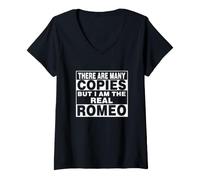 Damen Romeo Shirt Name Personalisiertes T-Shirt Vorname, Nachname T-Shirt mit V-Ausschnitt
