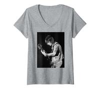 Damen Ronnie Wood The Faces 1975 Letzte US-Tournee T-Shirt mit V-Ausschnitt