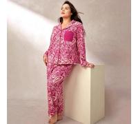 Damen Rot Große Größen Paisley Muster Baumwolle Lang Pyjama Set Loungewear Baumwolle Schlafanzüge