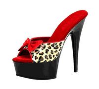 Damen Rot High Heel 15 cm/5,9 IN Hausschuhe Pump Nachtclub Party Tanz Plateau Sandalen Plus Größe Unisex,Rot,37 EU