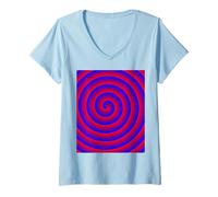 Damen rote und blaue Spirale T-Shirt mit V-Ausschnitt