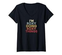 Damen Roxy Name Roxy Personalized Name First Given T-Shirt mit V-Ausschnitt