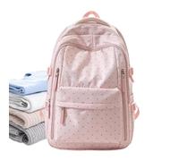 Damen-Rucksack für Studenten, Nylon, gepunktet, Laptoptasche, rose, Siehe | Wasserdichter Rucksack für Schule, Fitnessstudio, Uni, Büro, Pendeln, Freizeit, Reisen, Wandern, Outdoor-Abenteuer