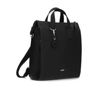 Damen Rucksack Yuna YUR150 großer Tagesrucksack 10 Liter aus hochwertigem Kunstleder, klassisch-elegant mit Blumen-Anhänger, Schlüsselband, DIN-A4 passend, ideal für Freizeit & Ausflüge (nubuk-black)