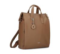 Damen Rucksack Yuna YUR150 großer Tagesrucksack 10 Liter aus hochwertigem Kunstleder, klassisch-elegant mit Blumen-Anhänger, Schlüsselband, DIN-A4 passend, ideal für Freizeit & Ausflüge (hazel)