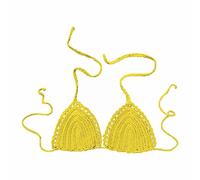 Damen Rückenfrei Gehäkeltes Neckholder Crop Top Häkel Neckholder Top Badeanzug Bademode Strick BH Crop Top Sommer Träger Top Gehäkeltes Badeanzug Bikinioberteil für Urlaub Poolparty Strand
