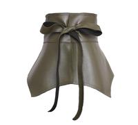 Damen Rüschenrock Gürtel - PU Leder Tie Up Breiter Taillengürtel Schößchen Cinch Gürtel Wrap Around Kummerbund Korsett Bund Punk Goth Körperzubehör Gepaart mit Hemdkleid, grün, One size