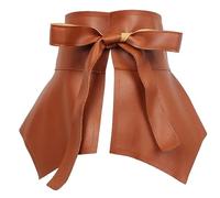 Damen Rüschenrock Gürtel - PU Leder Tie Up Breiter Taillengürtel Schößchen Cinch Gürtel Wrap Around Kummerbund Korsett Bund Punk Goth Körperzubehör Gepaart mit Hemdkleid, khaki, One size