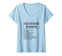 Damen Rules for Dating My Daughter Novelty Graphic Cool Designs T-Shirt mit V-Ausschnitt