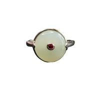 Damen S925 Sterling Silber Ringe Einfaches Design Mode Weiße Jade Ringe