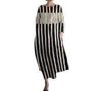 Damen Sale Angebote Kleidung Kleid Damen Langarm Sommer Kleider Lang Freizeit Lose Sommerkleid Boho Maxikleid Elegant Drucken Rundhals Strandkleid mit Taschen langes Sommerkleid Damen eng