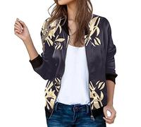 Damen Sale Winterjacke Damen Warm Mantel Leichte Freizeitjacke Mit Reißverschluss, Blumendruck, Mantel, Stehkragen, Kurze Sport-Outwear, Reißverschluss-Oberteile Trenchcoat Damen Gefüttert