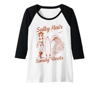 Damen Salty Hair Sandy Boots Surfer Girl Beach Ocean Wave Surfen Raglan