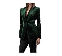 Damen-Samt-Blazer, Bürojacken für Damen, Business-Blazer mit einem Knopf für Winter, Hochzeit, Abschlussball, warmer Damenblazer, grün, S