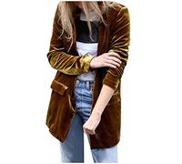 Damen-Samt-Blazer, gemütlich, leicht, Oberbekleidung, Retro-Knöpfe, Reverskragen, langärmelige Jacke, Cardigan, Mantel, Büroblazer, Knopfleiste, Blazer, Jacke, elegante übergroße T-Shirts, A20, Gelb,