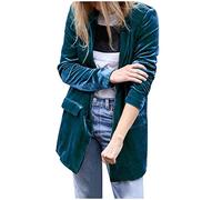 Damen-Samt-Blazer, gemütlich, leicht, Oberbekleidung, Retro-Knöpfe, Reverskragen, langärmelige Jacke, Cardigan, Mantel, Büroblazer, Knopfleiste, Blazer, Jacke, elegante übergroße T-Shirts, A20-blau, L