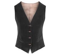Damen Samt Weste V-Ausschnitt 4 Knöpfe Business Slim Fit Arbeitskleidung Warm Ärmellose Weste