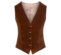 Damen Samt Weste V-Ausschnitt 4 Knöpfe Business Slim Fit Arbeitskleidung Warm Ärmellose Weste