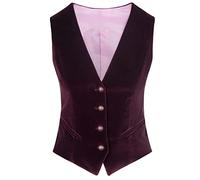 Damen Samt Weste V-Ausschnitt 4 Knöpfe Business Slim Fit Arbeitskleidung Warm Ärmellose Weste