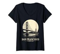 Damen San Francisco, Kalifornien, Souvenir an der Golden Gate Bridge T-Shirt mit V-Ausschnitt