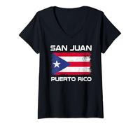 Damen San Juan Puerto Rico Flagge Laguna Beach Puerto Rican Pride T-Shirt mit V-Ausschnitt
