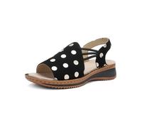 Ara Riemchensandale Hawaii Damen Veloursleder schwarz/gold Keilabsatz Gr. 39 G-Weite