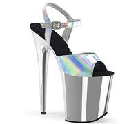 Damen Sandalen 20 cm / 7.87in High Heels Sexy Striptease Bühne Performance Pole Dance High Heels Nachtclub Party Prom Platform Sandalen,Silber,46 EU