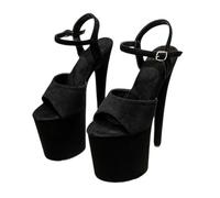 Damen Sandalen aus Kunstwildleder mit Plateau und Knöchelriemen