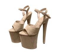 Damen Sandalen aus Kunstwildleder mit Plateau und Knöchelriemen