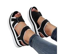 Damen Sandalen Bequem Flach Klettverschluss Sandaletten Mit Absatz Sommer Vintage Elegant Schnüren Schuhe Ultraleichte Tennisschuhe Stretch Fly Woven