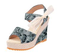 Damen Sandalen Bequem Keilabsatz Sommer Leicht Atmungsaktive Plateau Schuhe Retro Böhmen Plateau Damenschuhe Vintage Sommerschuhe Trekkingsandalen Sandalen Damen Sommer Sexy Freizeitsandale