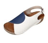 Damen Sandalen Elegant Sandals Sommer Mund Farbe Passenden Außenhandel Frauen Schuhe Große Größe Aufkleber Hohl Strand Damenschuhe Und Bequem 38 Damensandalen Bequeme Barfußsandalen Fußbett Blau 39