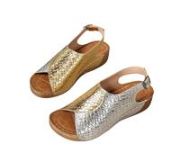 Damen Sandalen Elegant Sandals Sommer Mund Farbe Passenden Außenhandel Frauen Schuhe Große Größe Aufkleber Hohl Strand Damenschuhe Und Bequem 38 Damensandalen Bequeme Barfußsandalen Fußbett Gold 42