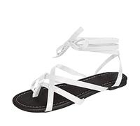 Damen Sandalen Klassische Im Stil Frauen Flach Lässig Frühling Und Riemen Sommermode Leichte Römische Damensandalen Outdoor Sommer Trekking Schuhe Für 43 Sandale Elegant Sport Orthopädisch Weiß 40